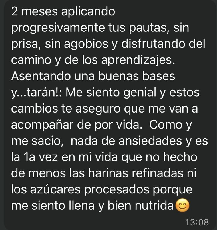 Mensaje real: dos meses aplicando las pautas sin prisa y asentando buenas bases